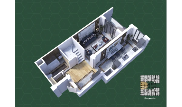 1-комнатная квартира 75.8 м²  3/16 этаж | Жилой комплекс Musaffo