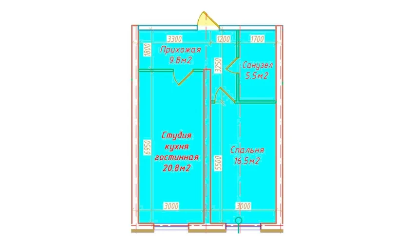 2-комнатная квартира 52.6 м²  1/16 этаж | Жилой комплекс DO'MBIROBOD RESIDENCE