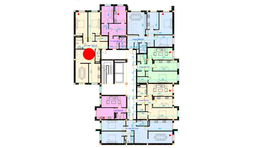 4-xonali xonadon 113.7 m²  6/7 qavat | Rohat Turar-joy majmuasi