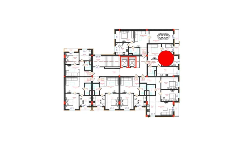 2-комнатная квартира 58.5 м²  3/12 этаж | Жилой комплекс CHINARA PARK