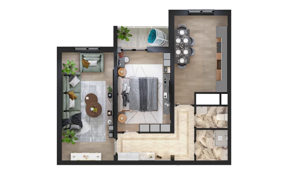 2-комнатная квартира 57.8 м²  11/16 этаж | Жилой комплекс TRINITY