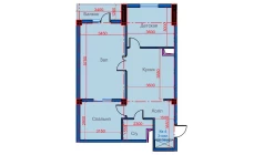 3-xonali xonadon 68.54 m²  10/12 qavat | Sokin city Turar-joy majmuasi