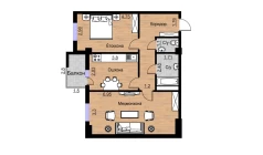 2-xonali xonadon 74.75 m²  13/16 qavat | BRILLIANT Turar-joy majmuasi