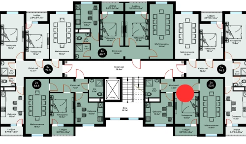 2-комнатная квартира 52.6 м²  2/9 этаж | Жилой комплекс YAQINLAR