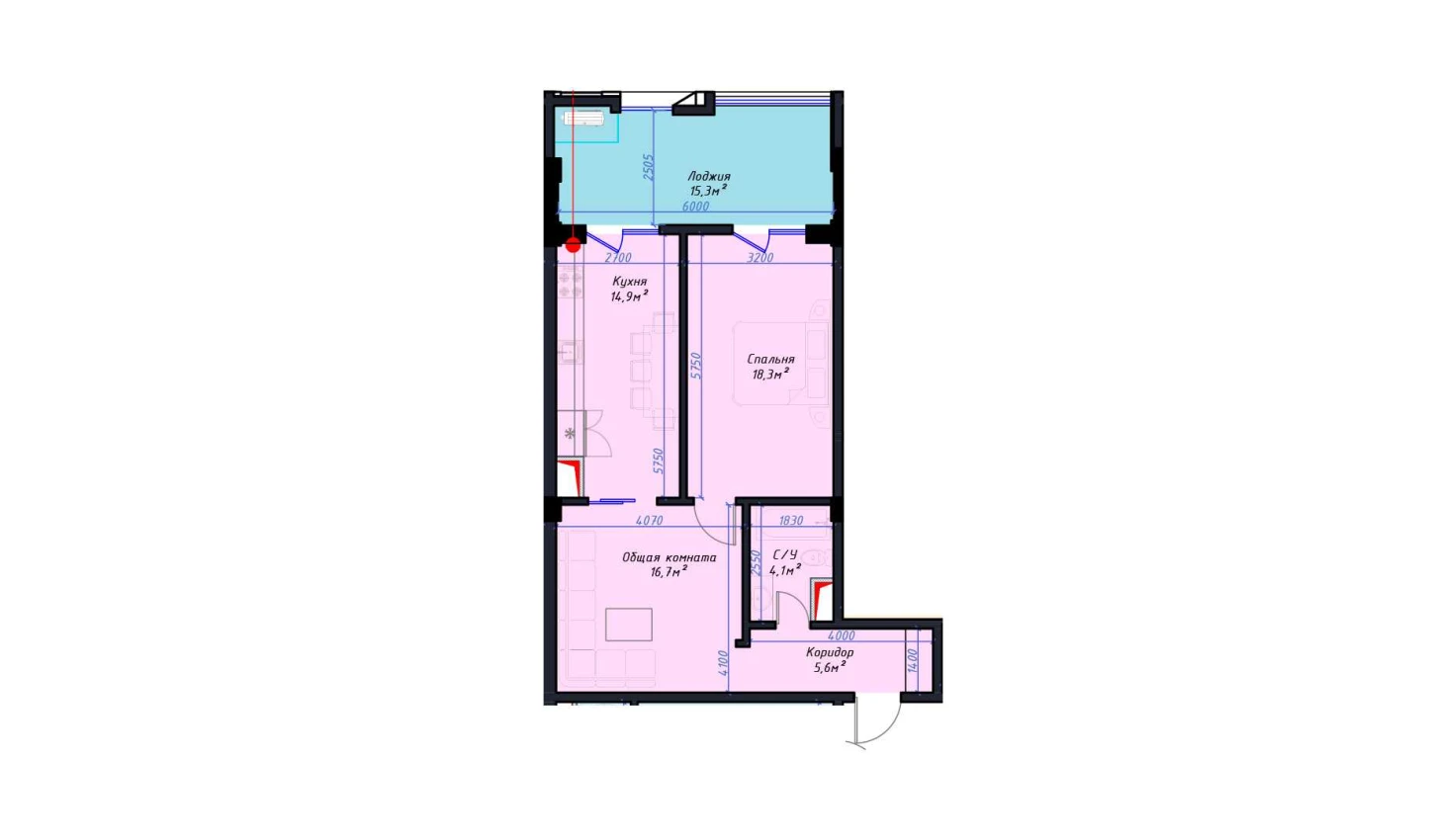 2-комн. квартира 74.7 м²  7/14 этаж | Жилой комплекс Avia Palace