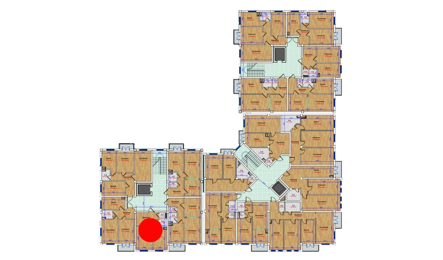 1-xonali xonadon 36.9 m²  9/9 qavat | MBG Turar-joy majmuasi