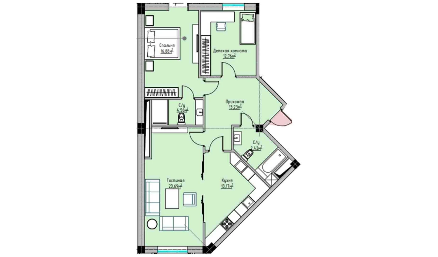 3-комн. квартира 96.48 м² 3/13 этаж | Жилой комплекс NEW AVENUE estates 3-комн. квартира 96.48 м² 3/13 этаж | Жилой комплекс NEW AVENUE estates