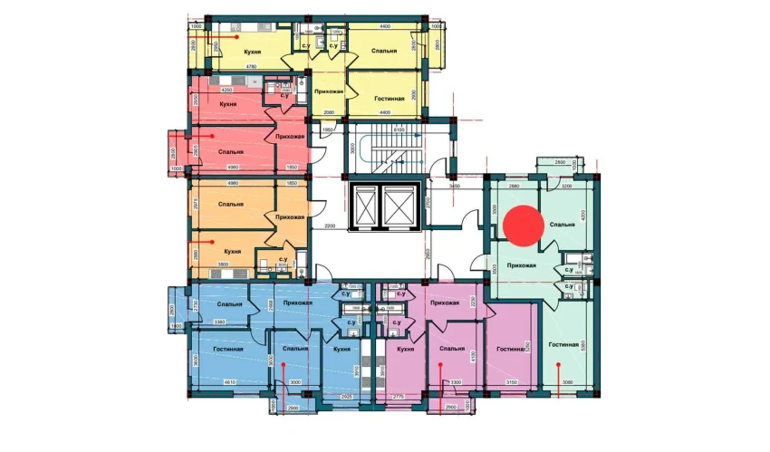 2-комнатная квартира 63.7 м²  8/10 этаж | Жилой комплекс NUR BARAKA