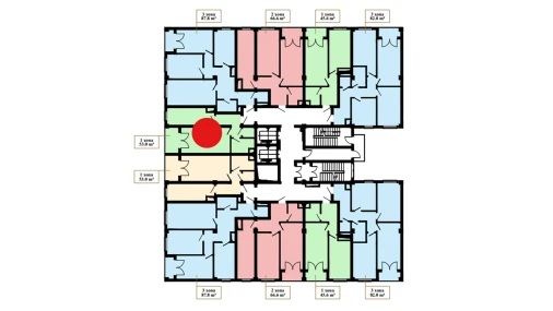 1-xonali xonadon 52.96 m²  15/16 qavat | Musaffo Turar-joy majmuasi