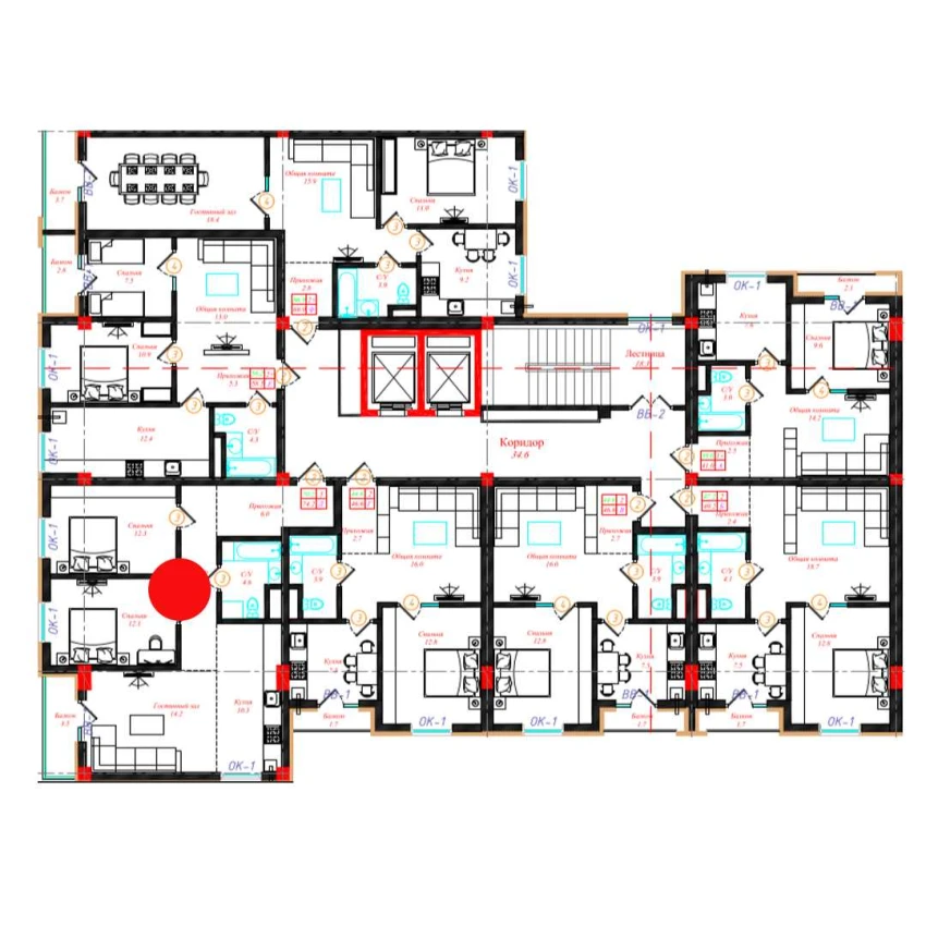 3-комн. квартира 74.2 м²  4/10 этаж | Жилой комплекс CHINARA PARK