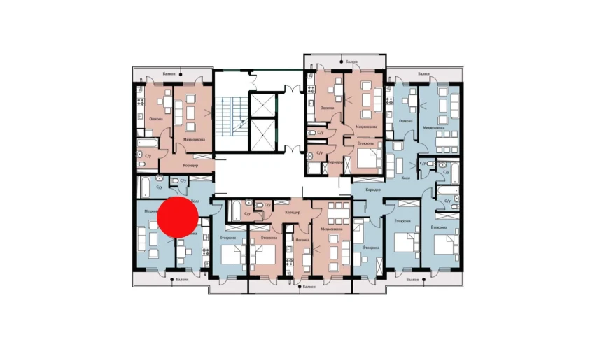 2-xonali xonadon 55.81 m²  16/16 qavat | SOKIN DIYOR Turar-joy majmuasi