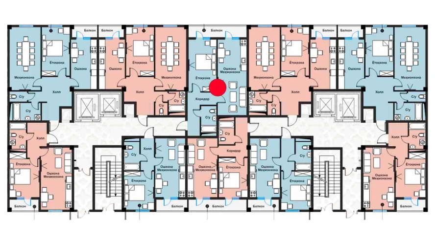 1-xonali xonadon 51.1 m²  2/11 qavat | Zangota City 1 -ETAP Turar-joy majmuasi
