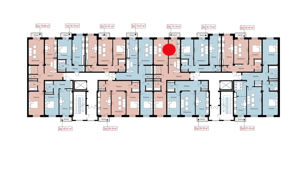2-комн. квартира 73.15 м²  2/10 этаж | Жилой комплекс Ko'kcha-Oqtepa