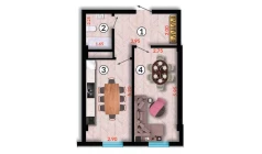 1-xonali xonadon 44.68 m²  3/10 qavat | Ko'kcha-Oqtepa Turar-joy majmuasi