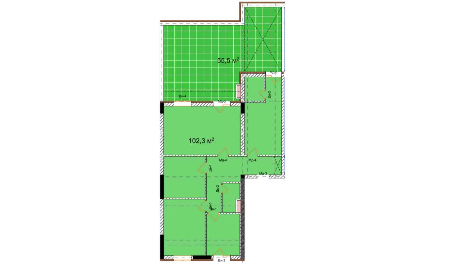4-xonali xonadon 102.3 m²  13/9 qavat | Uchtepa Avenue Turar-joy majmuasi
