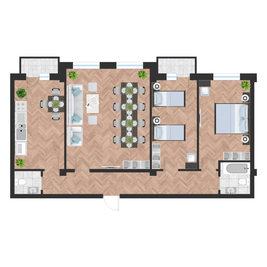 3-комн. квартира 99.67 м²  3/10 этаж | Жилой комплекс Ko'kcha-Oqtepa