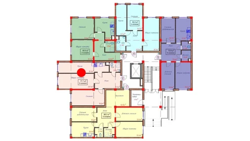 2-xonali xonadon 77.7 m²  1/9 qavat | Orzular Turar-joy majmuasi