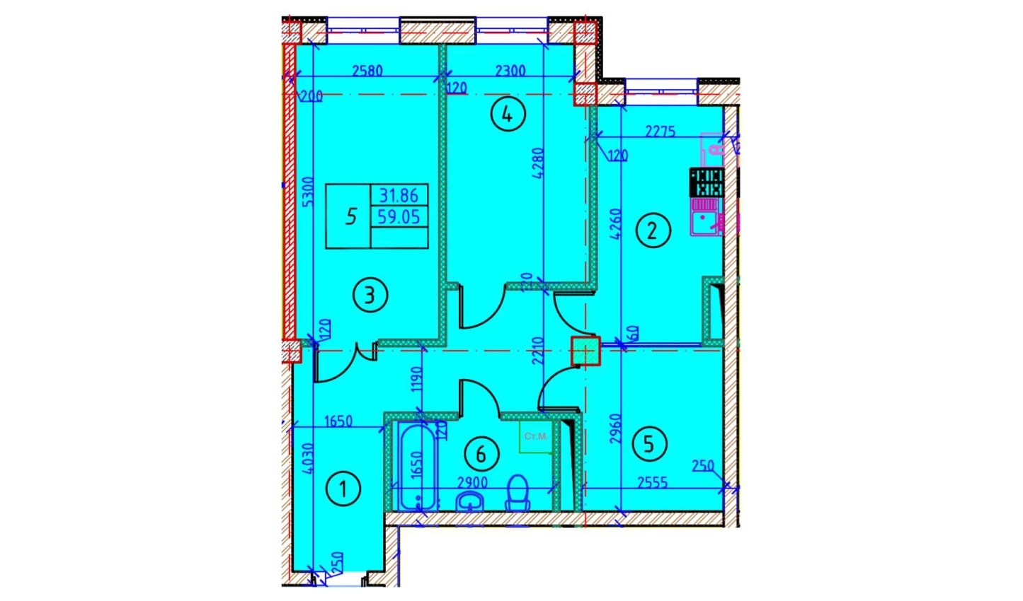 2-комн. квартира 59.05 м²  1/10 этаж | Жилой комплекс YANGIOBOD RESIDENCE