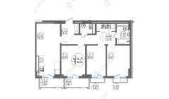 3-xonali xonadon 80.06 m²  2/12 qavat | SUN Turar-joy majmuasi