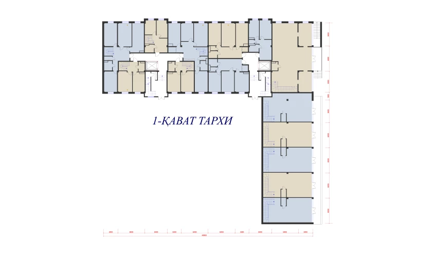 1-xonali xonadon 43.86 m²  1/10 qavat | Ko'kcha-Oqtepa Turar-joy majmuasi
