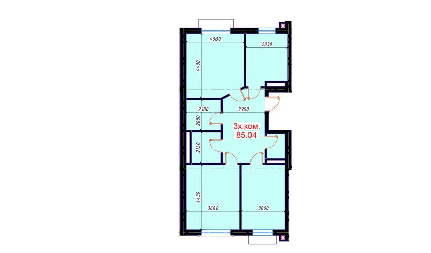 3-комнатная квартира 85.04 м²  4/9 этаж | Жилой комплекс Quyliq Avenue