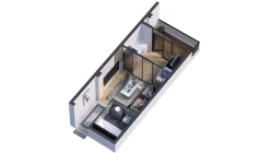 1-xonali xonadon 55.49 m²  7/7 qavat | Bochka Resort Turar-joy majmuasi