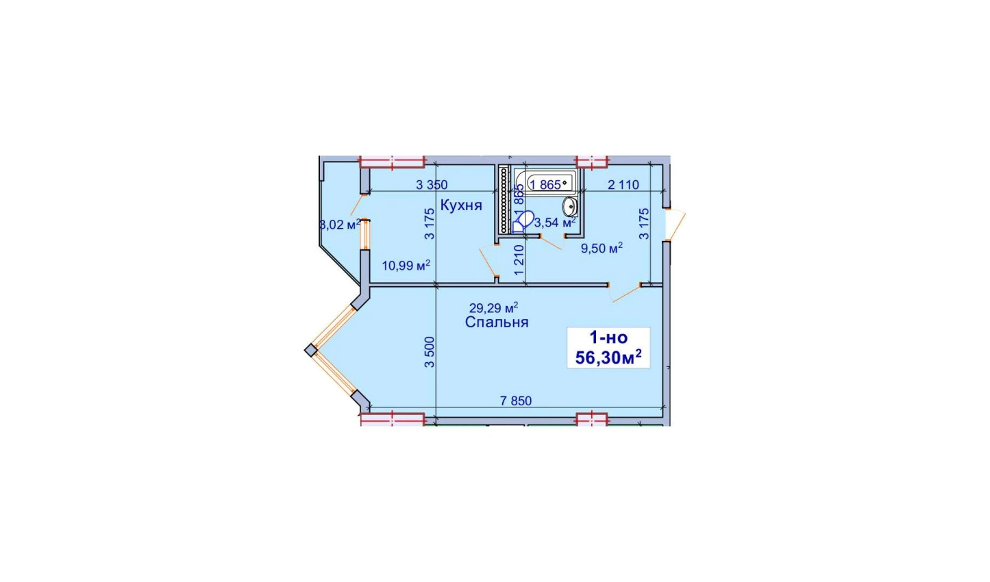 1-комн. квартира 56.3 м²  9/9 этаж | Жилой комплекс SHAYX-UL OLAM
