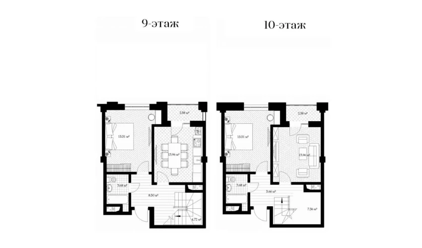 1-комнатная квартира 96.6 м²  9/9 этаж | Жилой комплекс Parkent Avenue