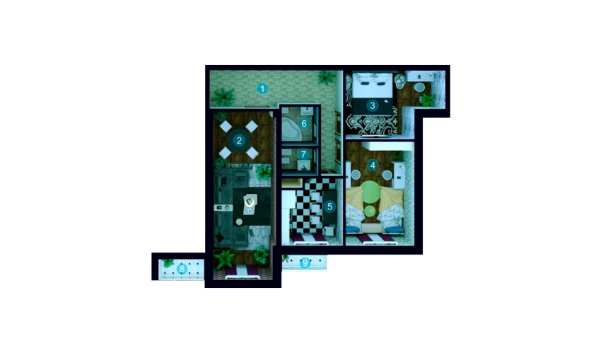 3-комнатная квартира 87.45 м²  7/9 этаж | Жилой комплекс ZAR ZAMONAVIY UYLAR