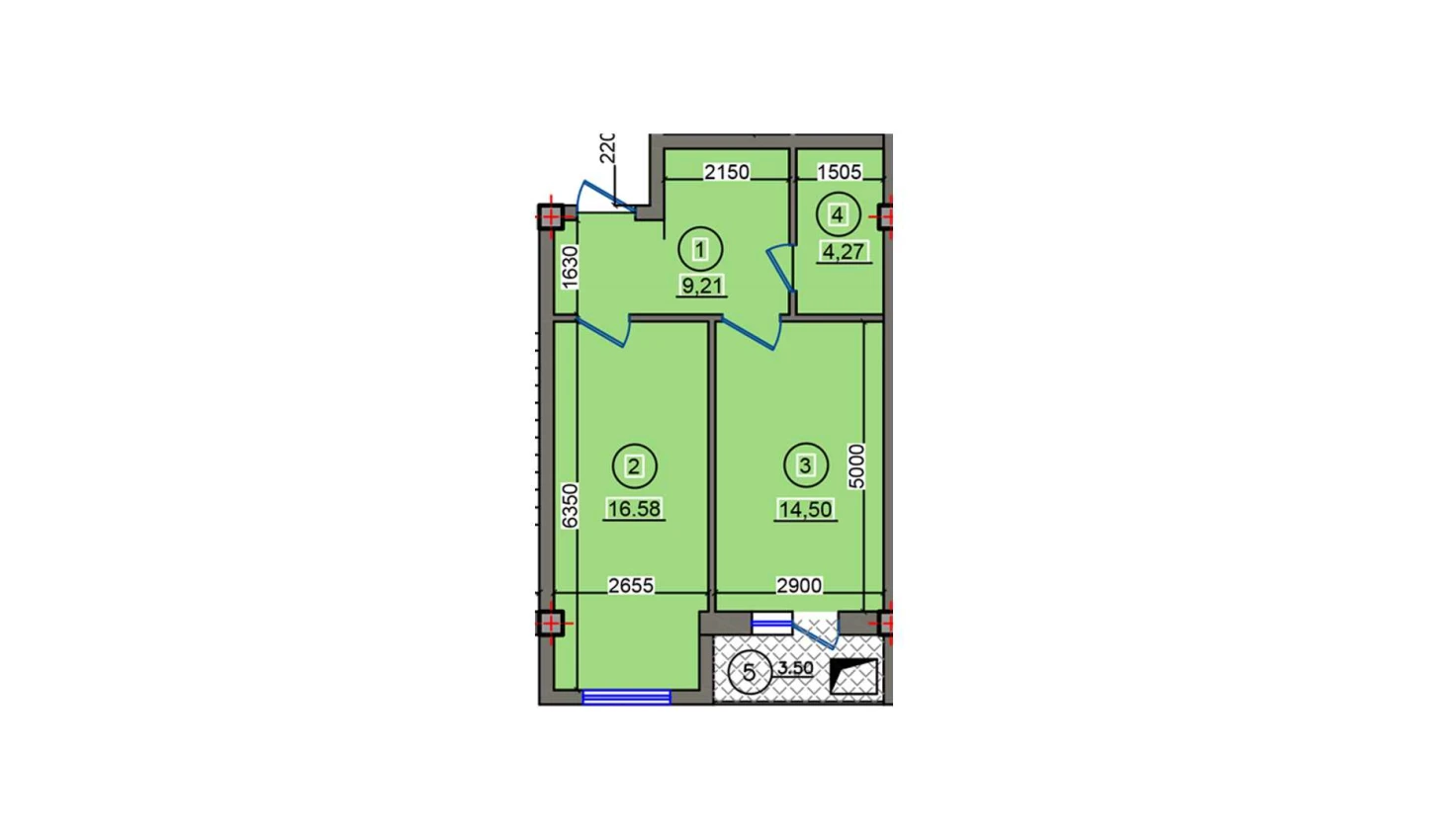 1-xonali xonadon 48.07 m²  7/10 qavat | Qibray City Turar-joy majmuasi