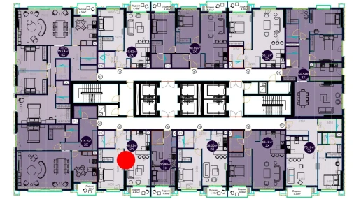 2-xonali xonadon 60.62 m²  10/19 qavat | Central Avenue Turar-joy majmuasi