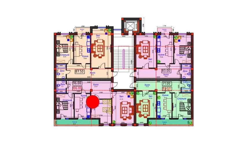 3-комнатная квартира 106 м²  9/9 этаж | Жилой комплекс BAHOR