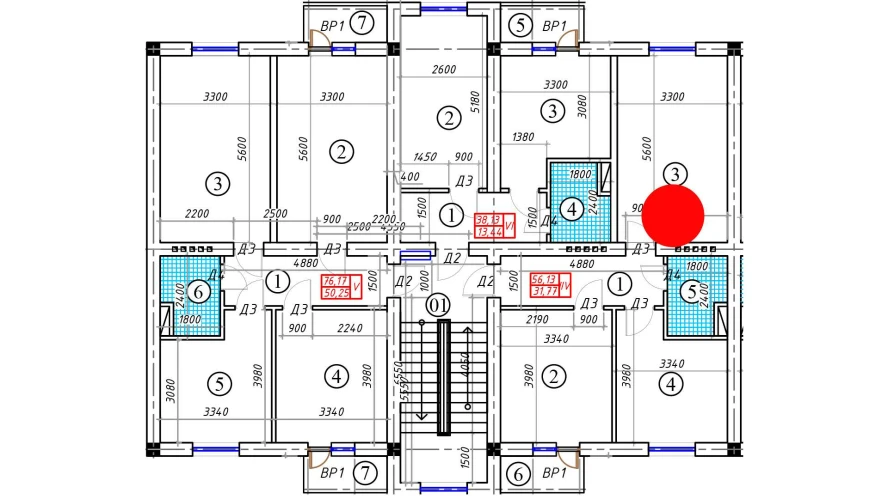 2-xonali xonadon 56.13 m²  2/5 qavat | BATOSH Turar-joy majmuasi
