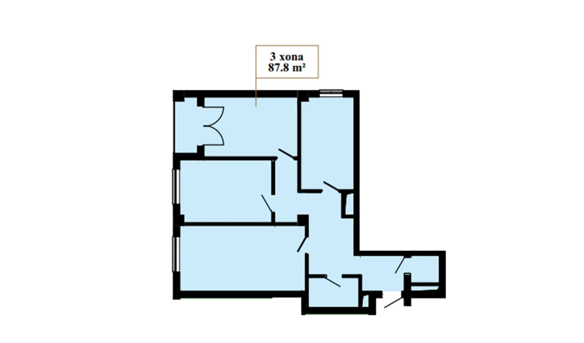 3-комнатная квартира 87.8 м²  4/16 этаж | Жилой комплекс Musaffo