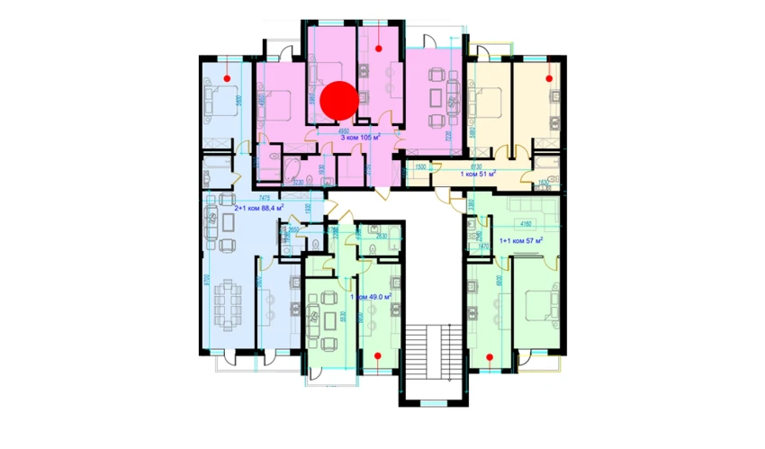 3-xonali xonadon 111.1 m²  6/9 qavat | Rohat Turar-joy majmuasi