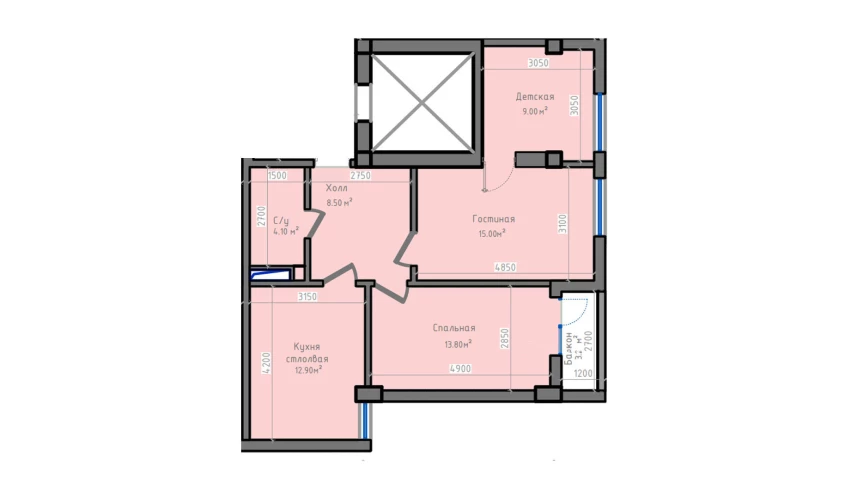 3-комн. квартира 70.8 м²  2/13 этаж | Жилой комплекс ORZU SAROYI
