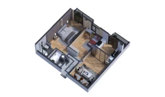 3-xonali xonadon 61.99 m²  5/7 qavat | Bochka Resort Turar-joy majmuasi