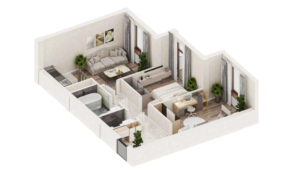 3-комнатная квартира 69.5 м²  5/21 этаж | Жилой комплекс BRILLIANT CITY AC