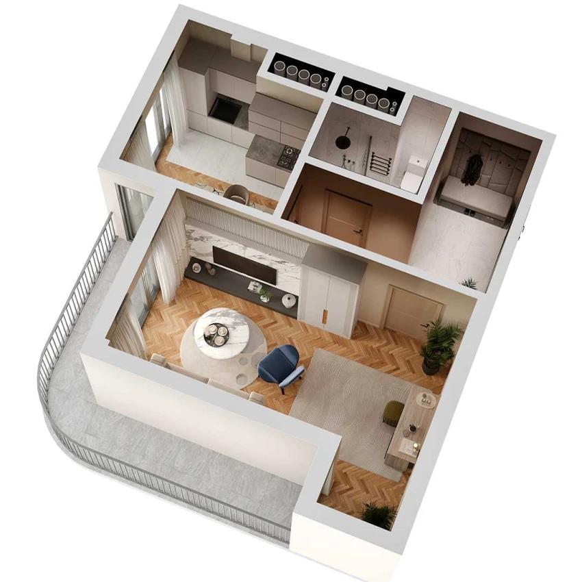 2-комн. квартира 51 м²  4/12 этаж | Жилой комплекс SOKIN SOHIL