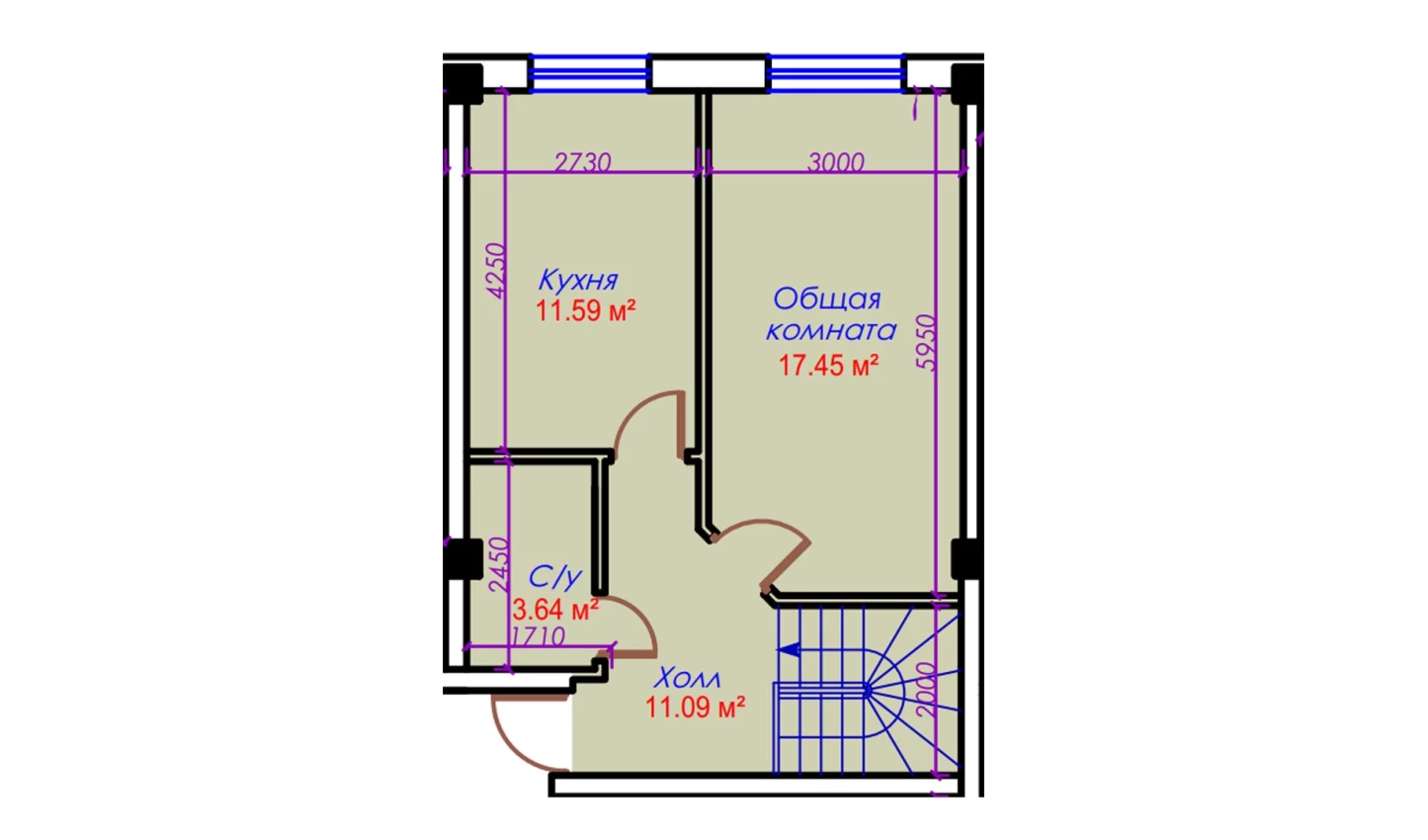 1-комн. квартира 43.77 м²  1/10 этаж | Жилой комплекс Ko'kcha-Oqtepa