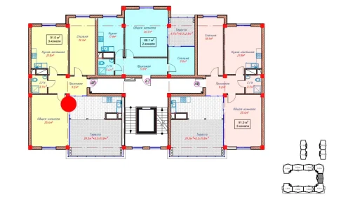 2-xonali xonadon 91 m²  10/10 qavat | Orzular Turar-joy majmuasi