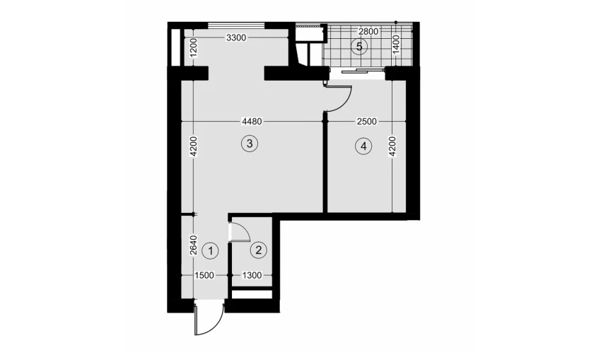 2-комнатная квартира 44.7 м²  6/12 этаж | Жилой комплекс NAVRUZ GROUP