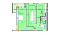 2-комн. квартира 75.72 м²  8/9 этаж | Жилой комплекс SHAYX-UL OLAM