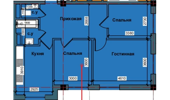 3-xonali xonadon 71.7 m²  2/10 qavat | NUR BARAKA Turar-joy majmuasi