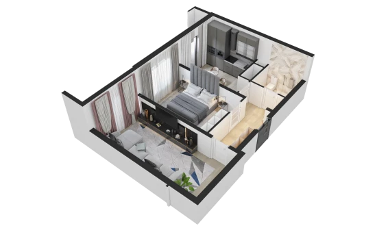 2-комнатная квартира 52.7 м²  9/16 этаж | Жилой комплекс TRINITY
