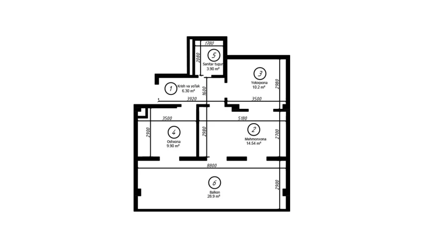 3-комнатная квартира 76 м²  8/8 этаж | Жилой комплекс YASHIL VODIY RESIDENCE