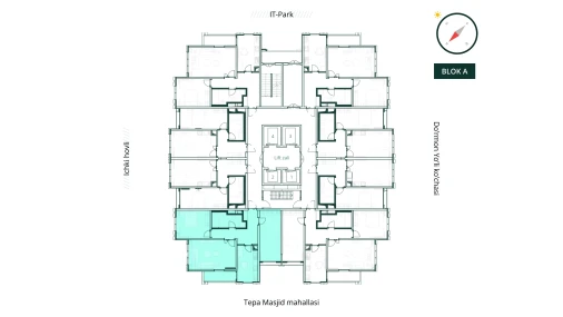 3-xonali xonadon 84.22 m²  9/26 qavat | SAF TOWERS Turar-joy majmuasi