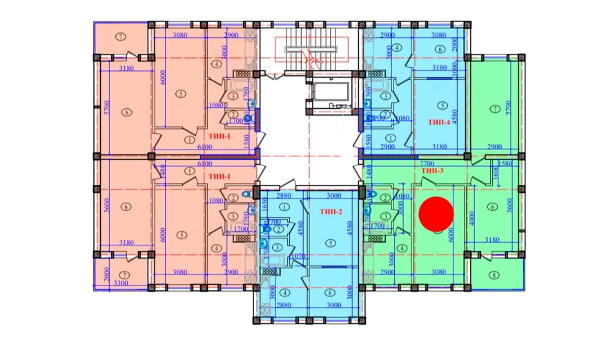 3-xonali xonadon 97.4 m²  6/9 qavat | Orzular Turar-joy majmuasi