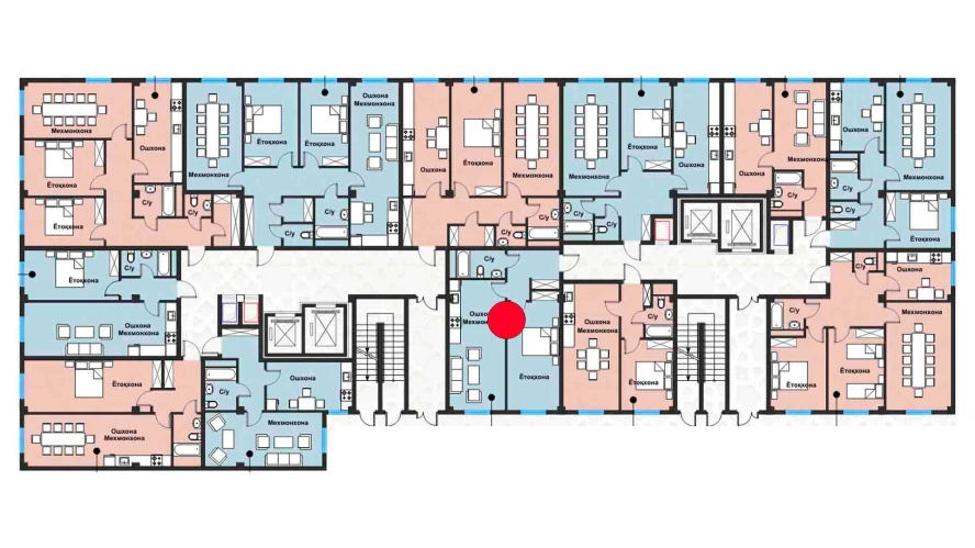 1-xonali xonadon 48.86 m²  1/12 qavat | Zangota City 1 -ETAP Turar-joy majmuasi