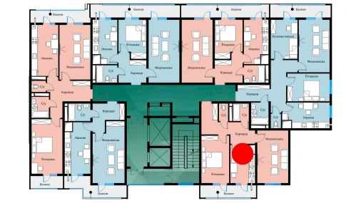 2-xonali xonadon 54.1 m²  11/16 qavat | SOKIN DIYOR Turar-joy majmuasi